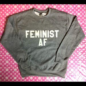 Small Feminst AF GILDAN NWOT Gray Sweatshirt